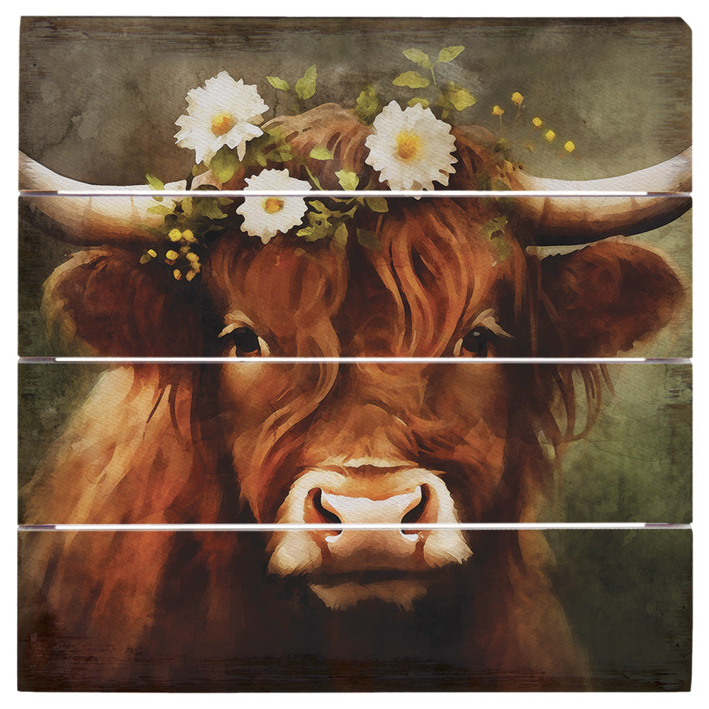 Floral Highland Cow 6"