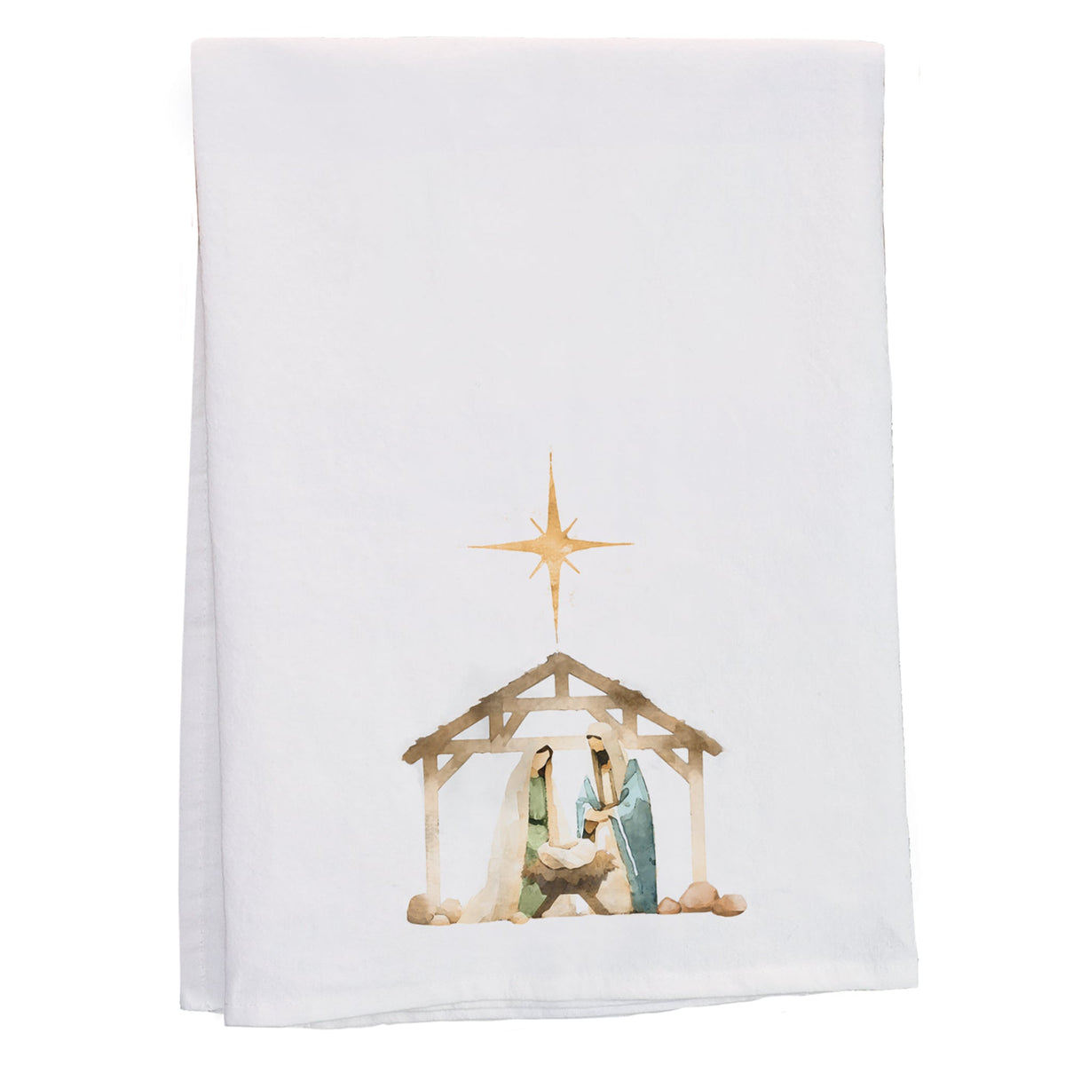 Watercolor Nativity Stable