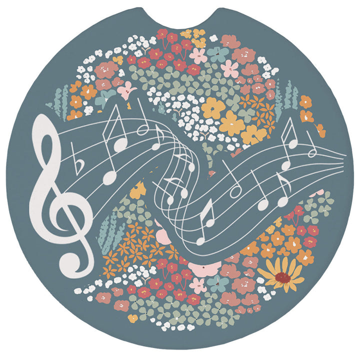 Blue Floral Treble Clef