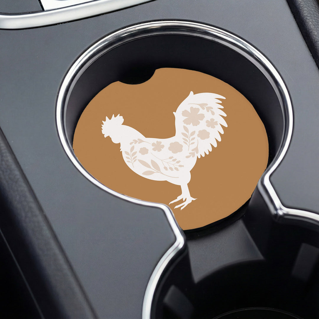Tan Floral Rooster