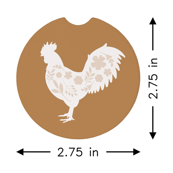 Tan Floral Rooster