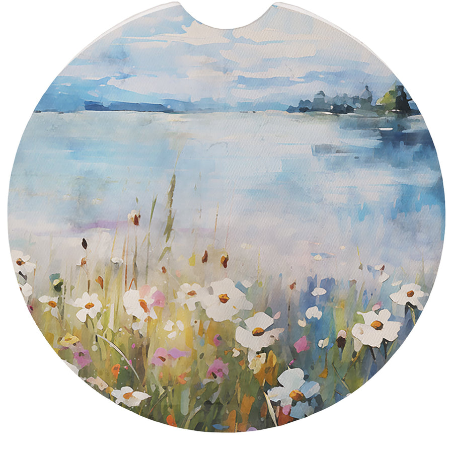 Floral Lake Scene