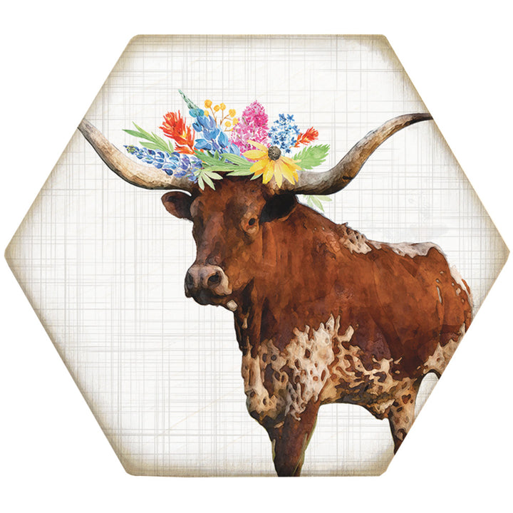 Longhorn With Wildflowers