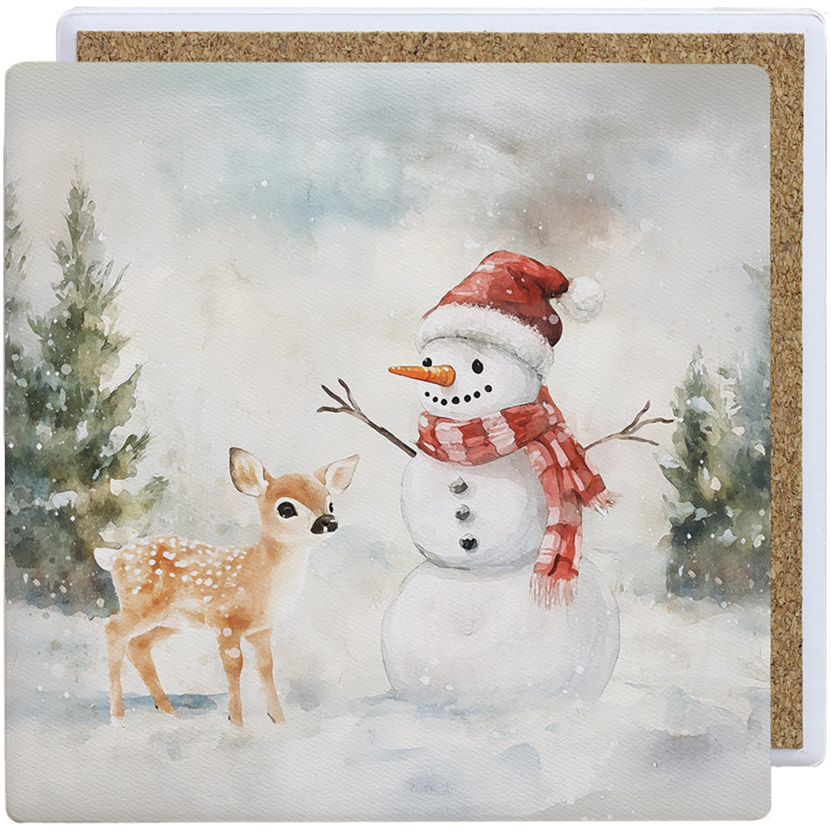 Snowman And Deer