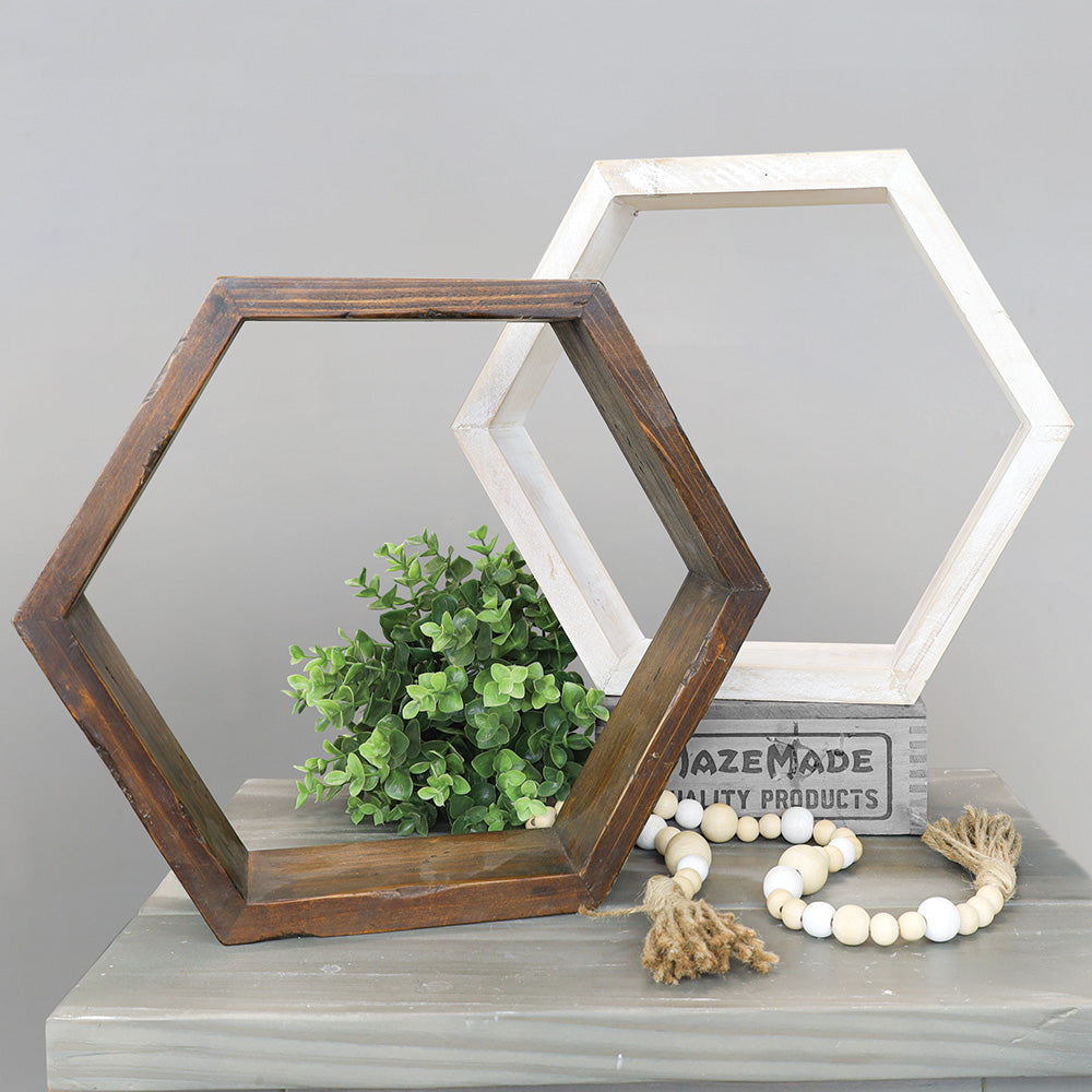 Honeycomb Shelf -Rustic Whitewash