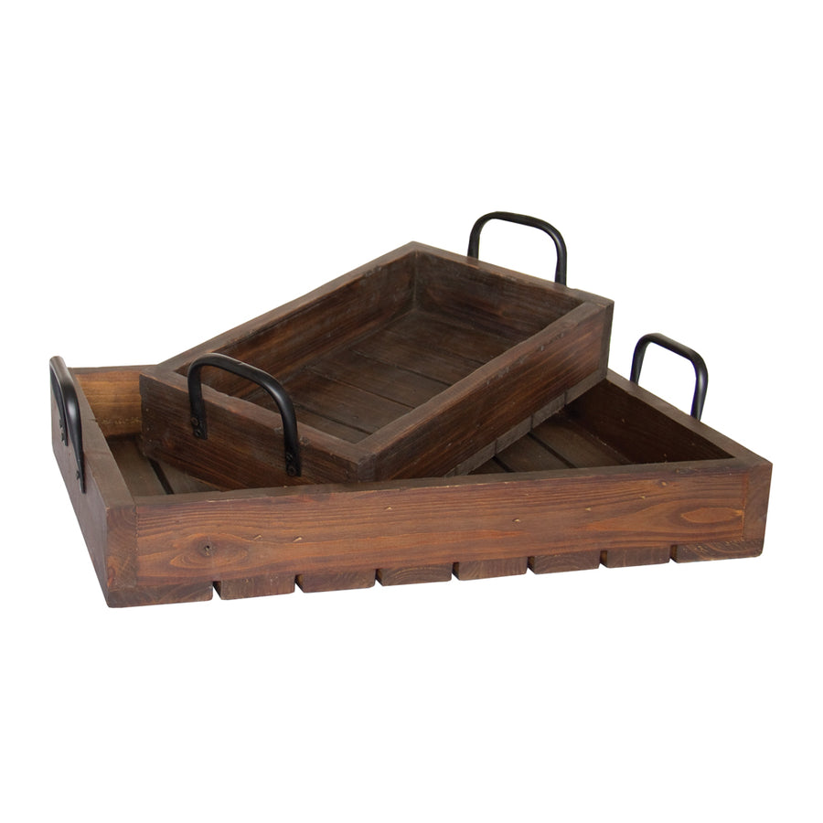 Rustic Tray - Stained Wood Tray Set