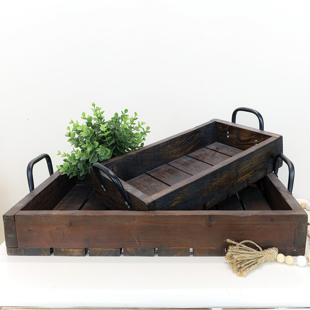 Rustic Tray - Stained Wood Tray Set