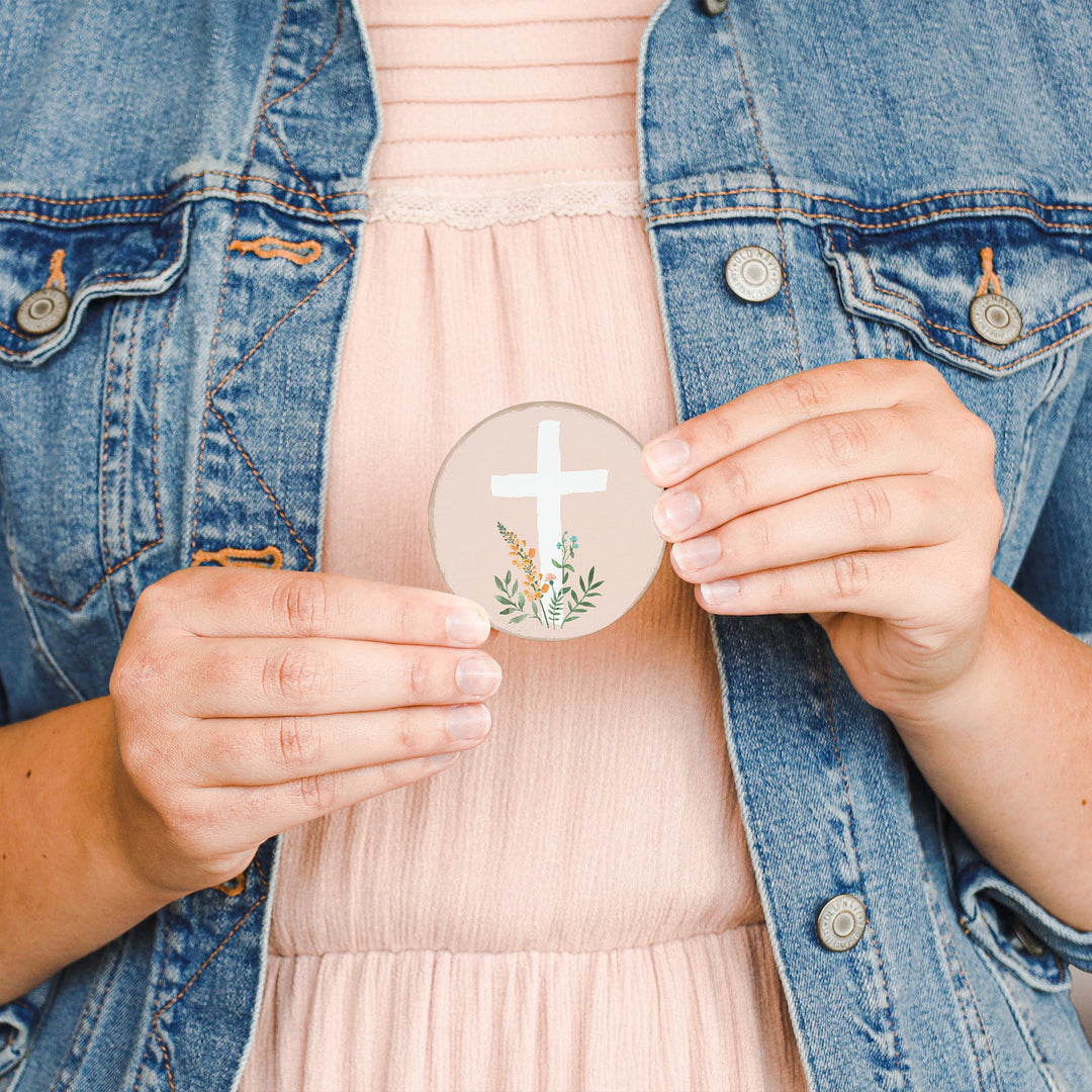 Pink Floral Cross