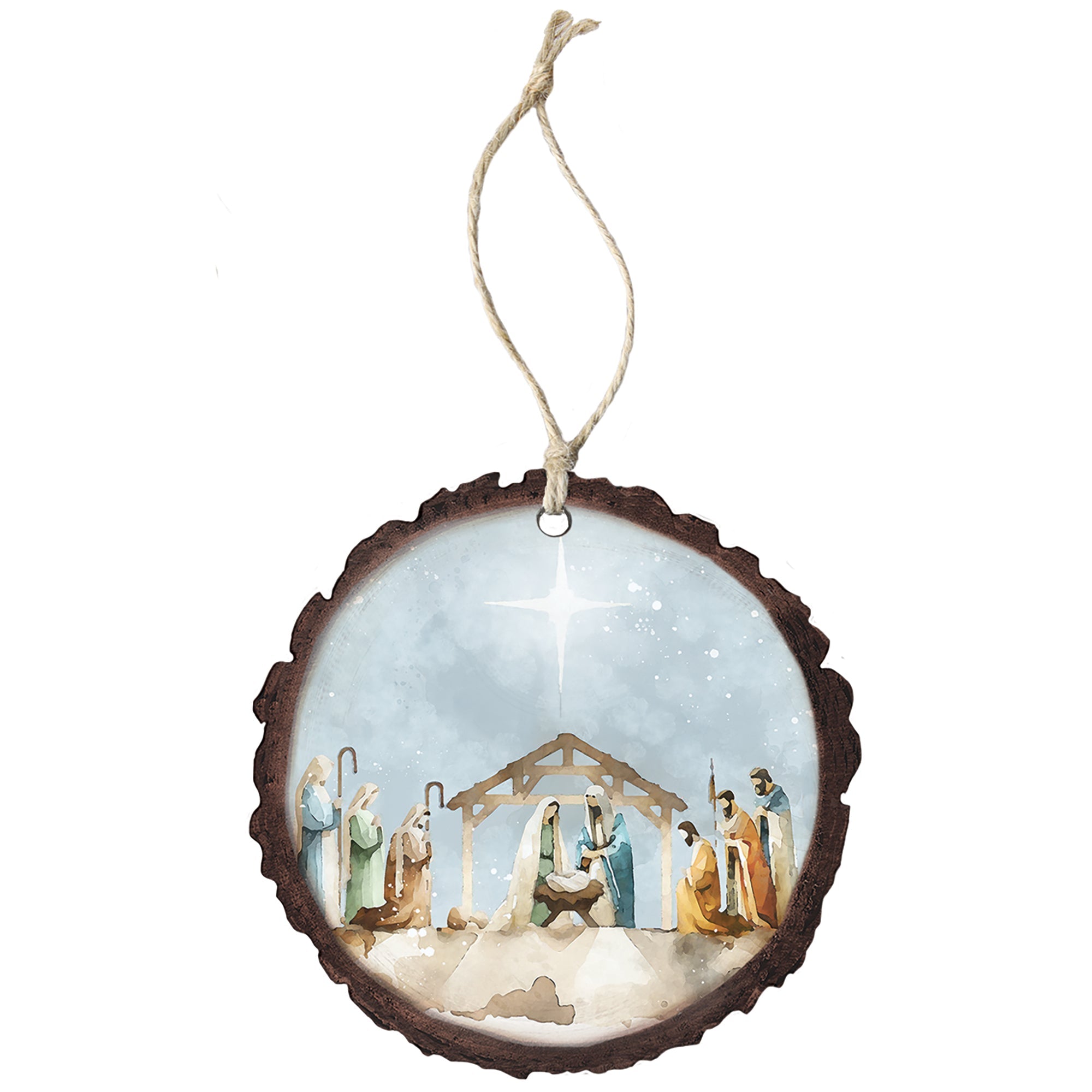Watercolor Nativity Blue