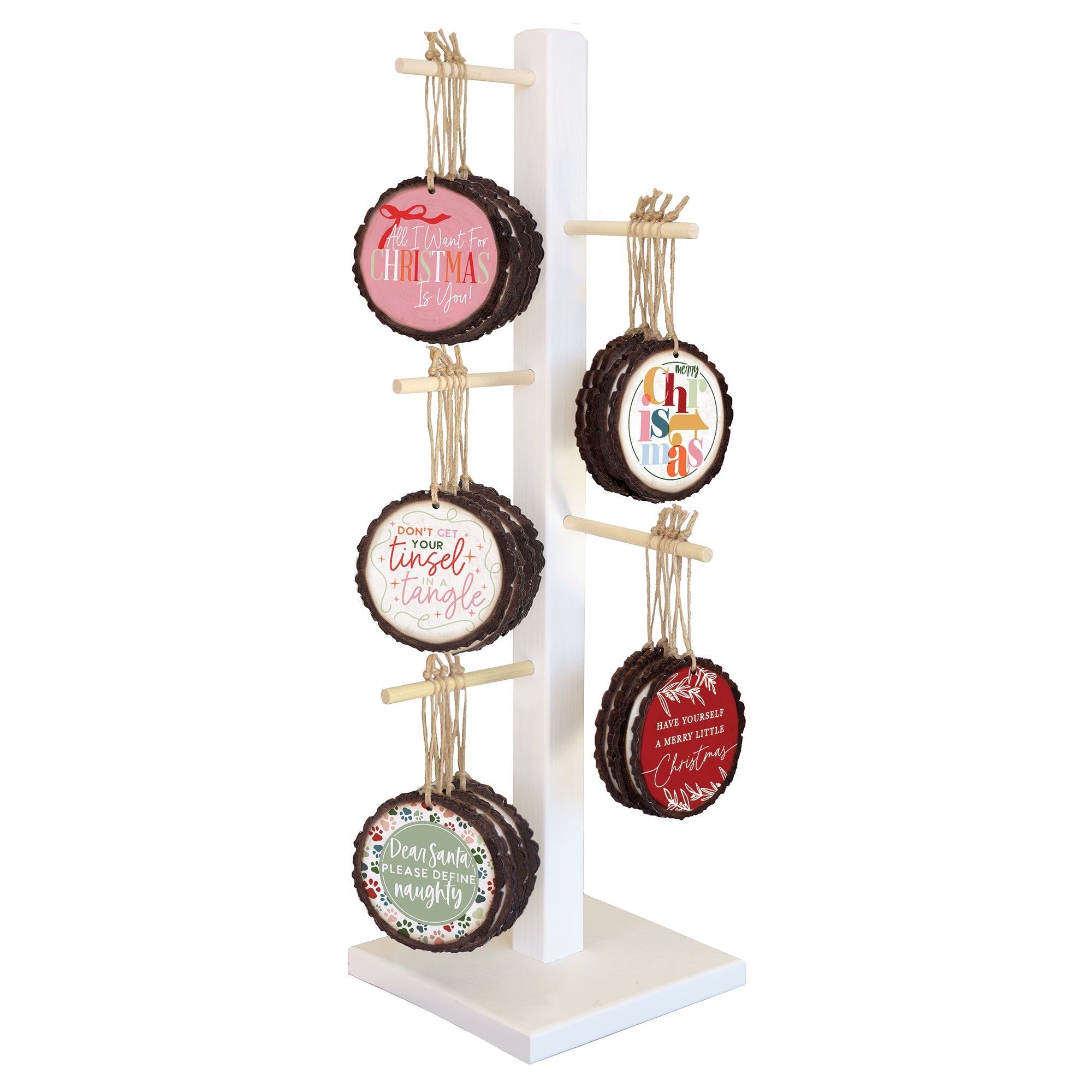 Merry + Bright Christmas Wood Ornaments Display Bundle 2026