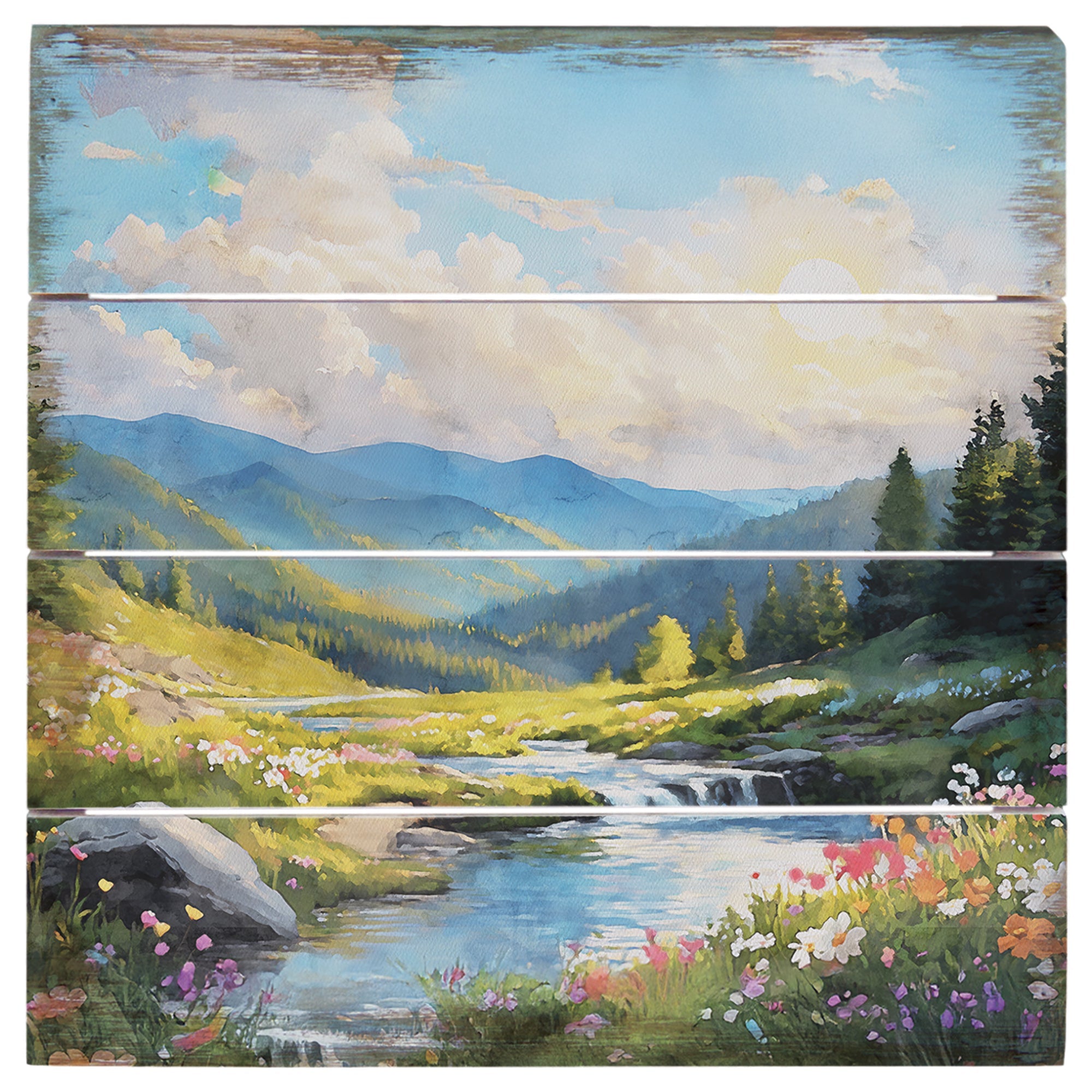 Floral Mountain Scene 6"