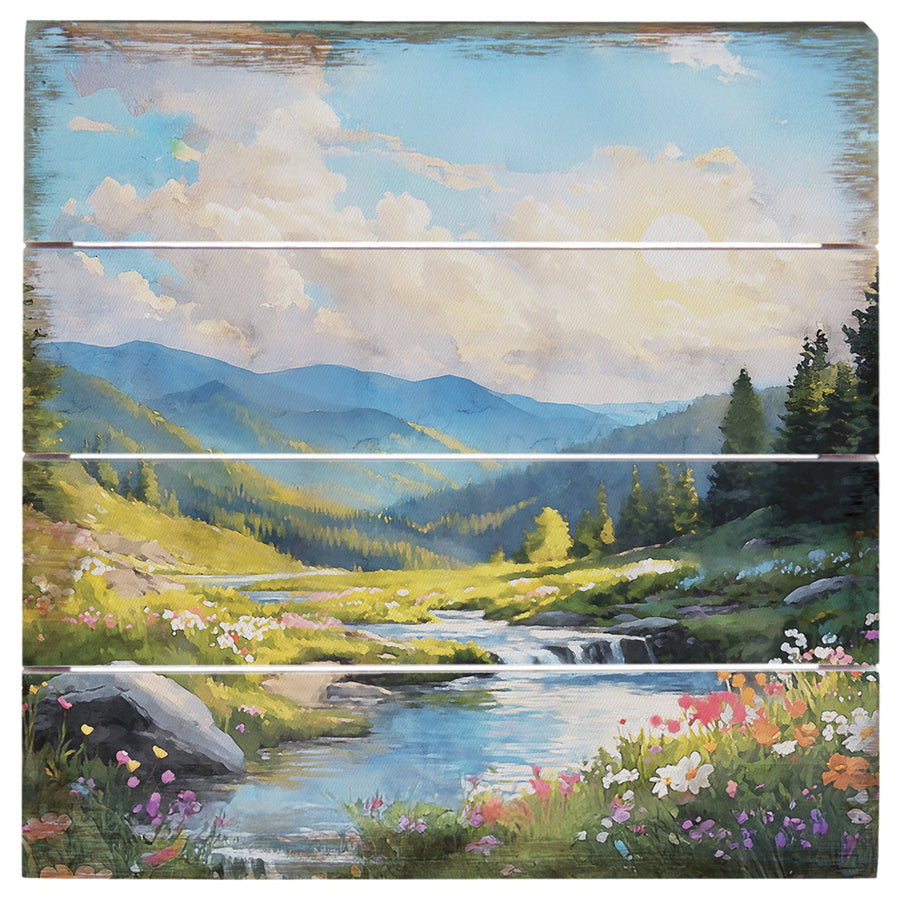 Floral Mountain Scene 6"