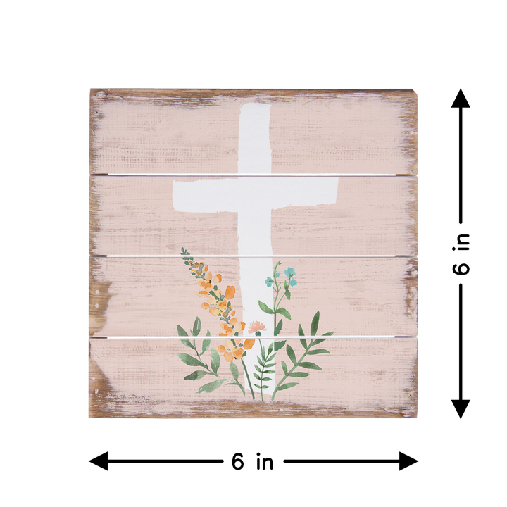 Pink Floral Cross 6"