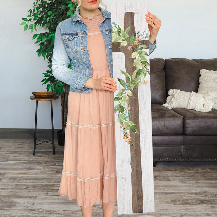 Wood Cross Floral