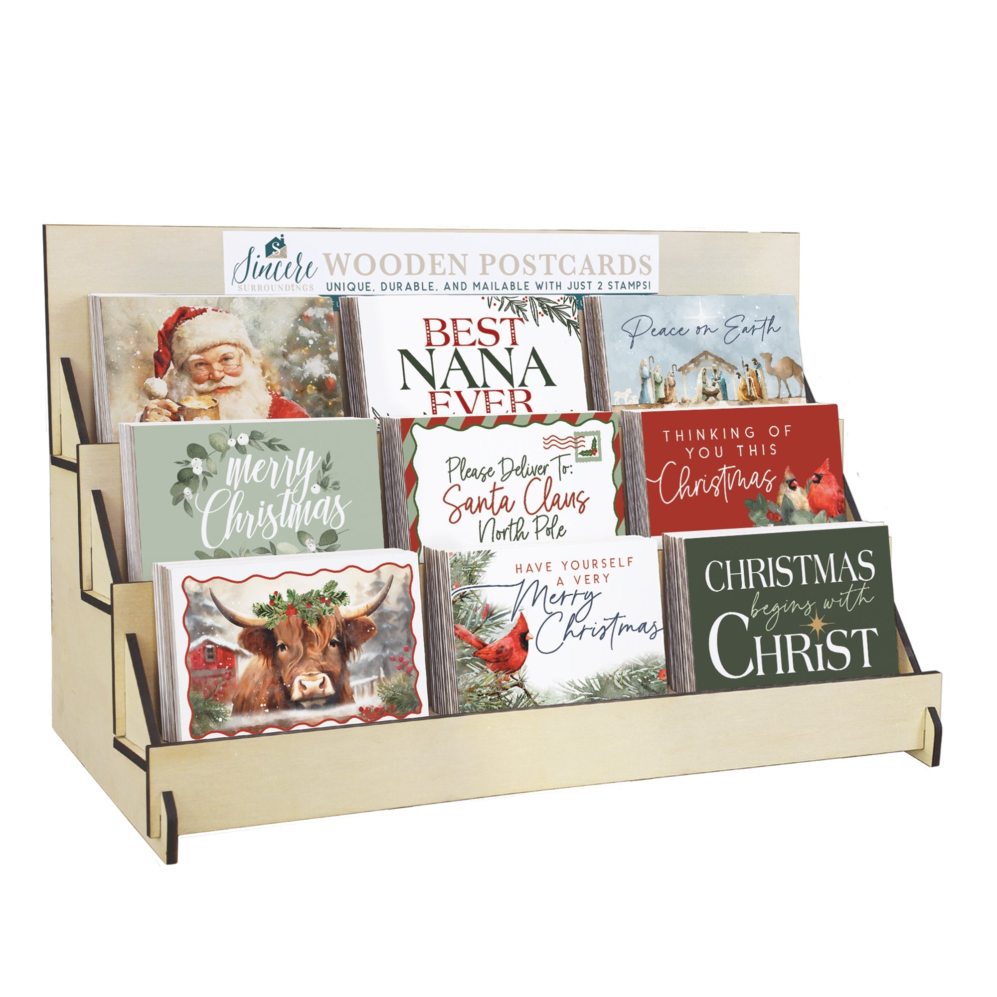 Wooden Postcard Christmas Top Picks Countertop Display Bundle 2026