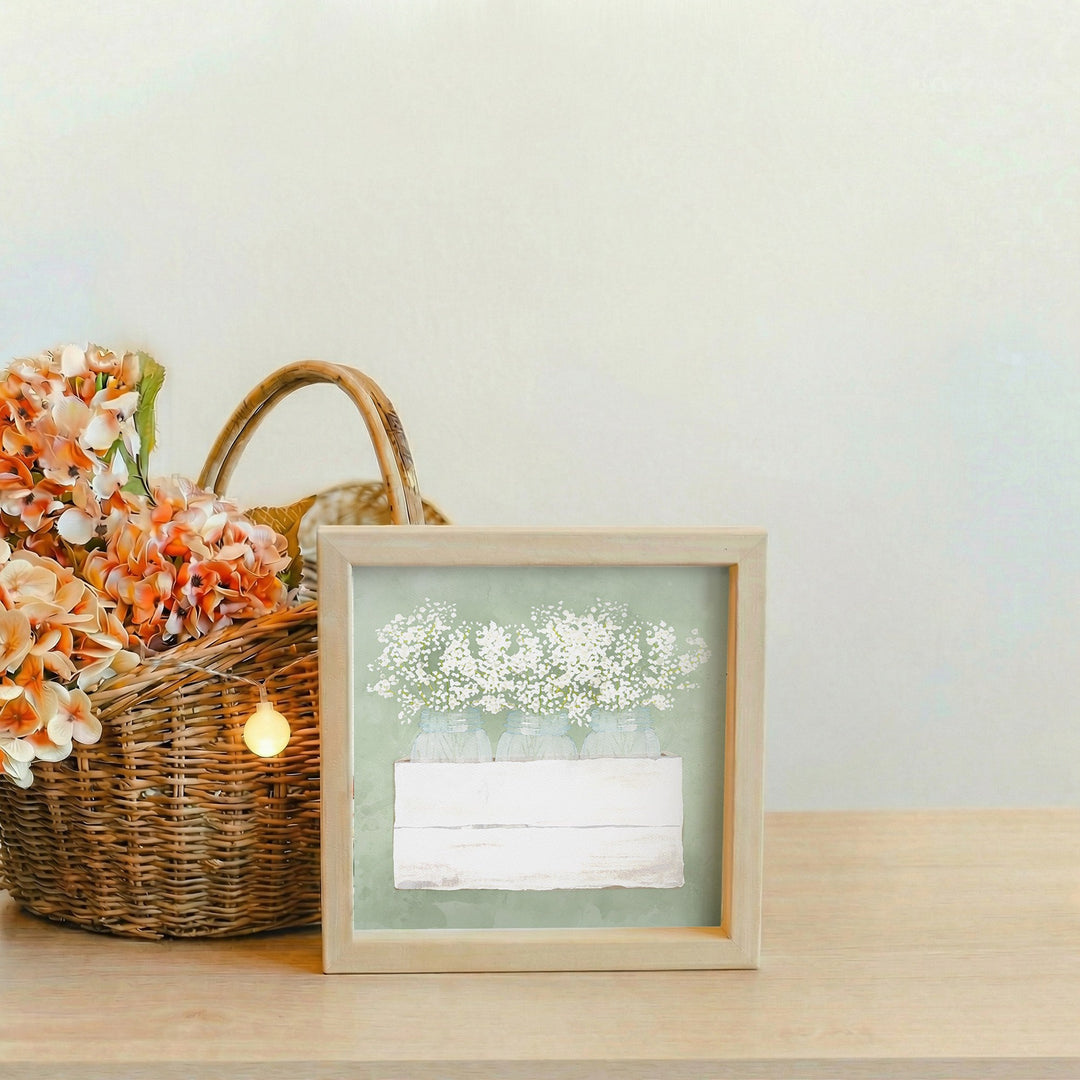 Flowers Mason Jars Green