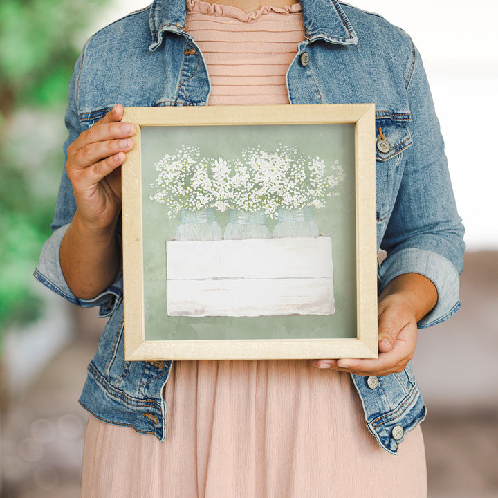 Flowers Mason Jars Green
