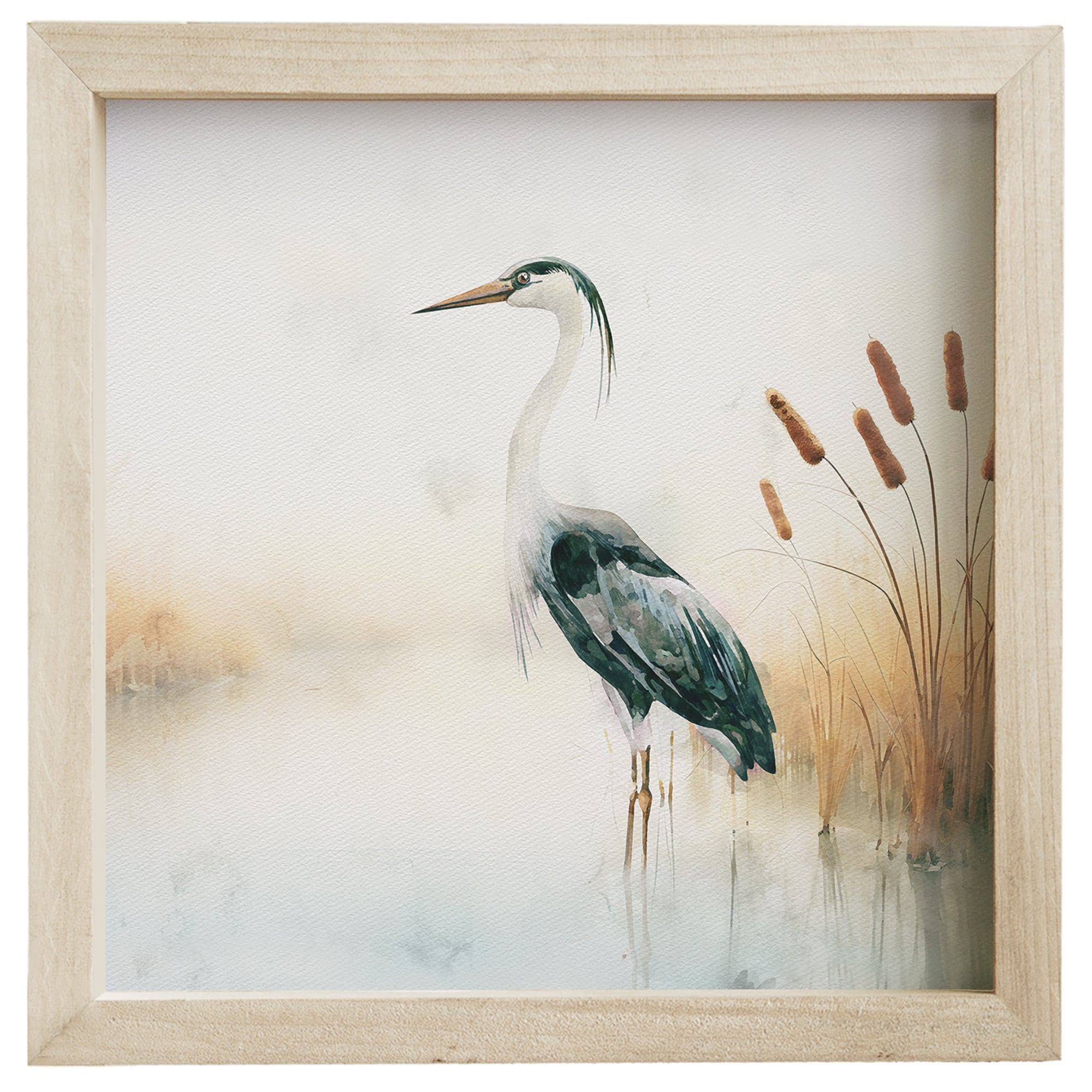 Heron Cattails Scene