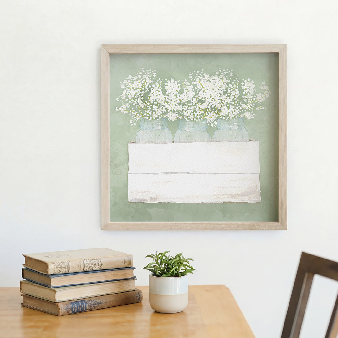 Flowers Mason Jars Green