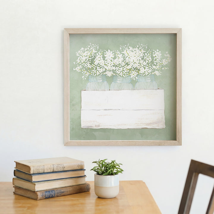 Flowers Mason Jars Green