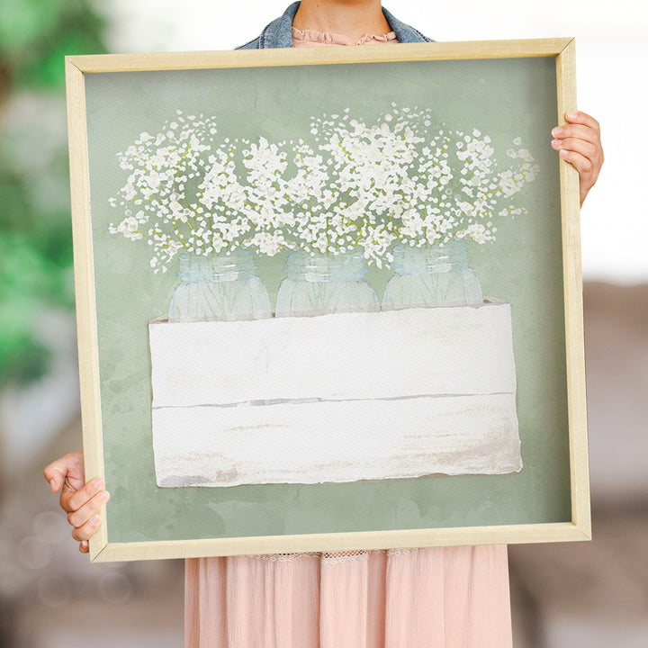 Flowers Mason Jars Green