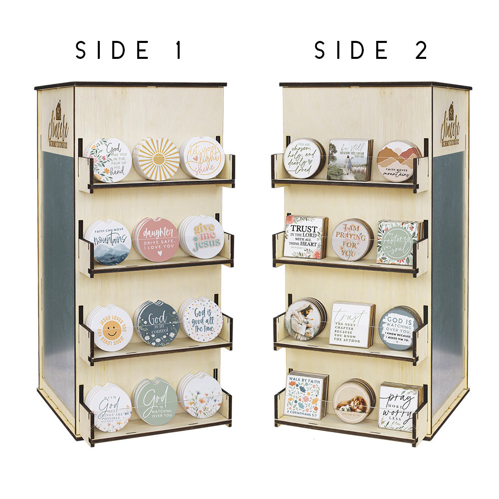 Faith Rotating Car Coaster + Magnet Display Bundle 2026
