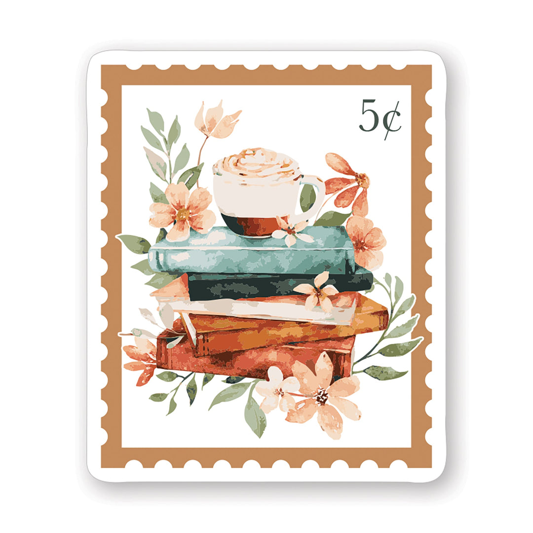 Floral Books Stamp