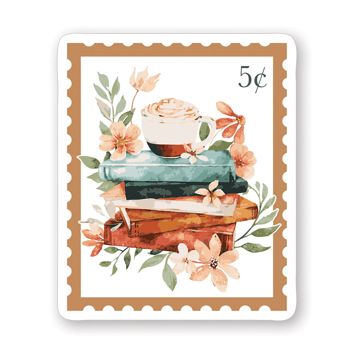 Floral Books Stamp