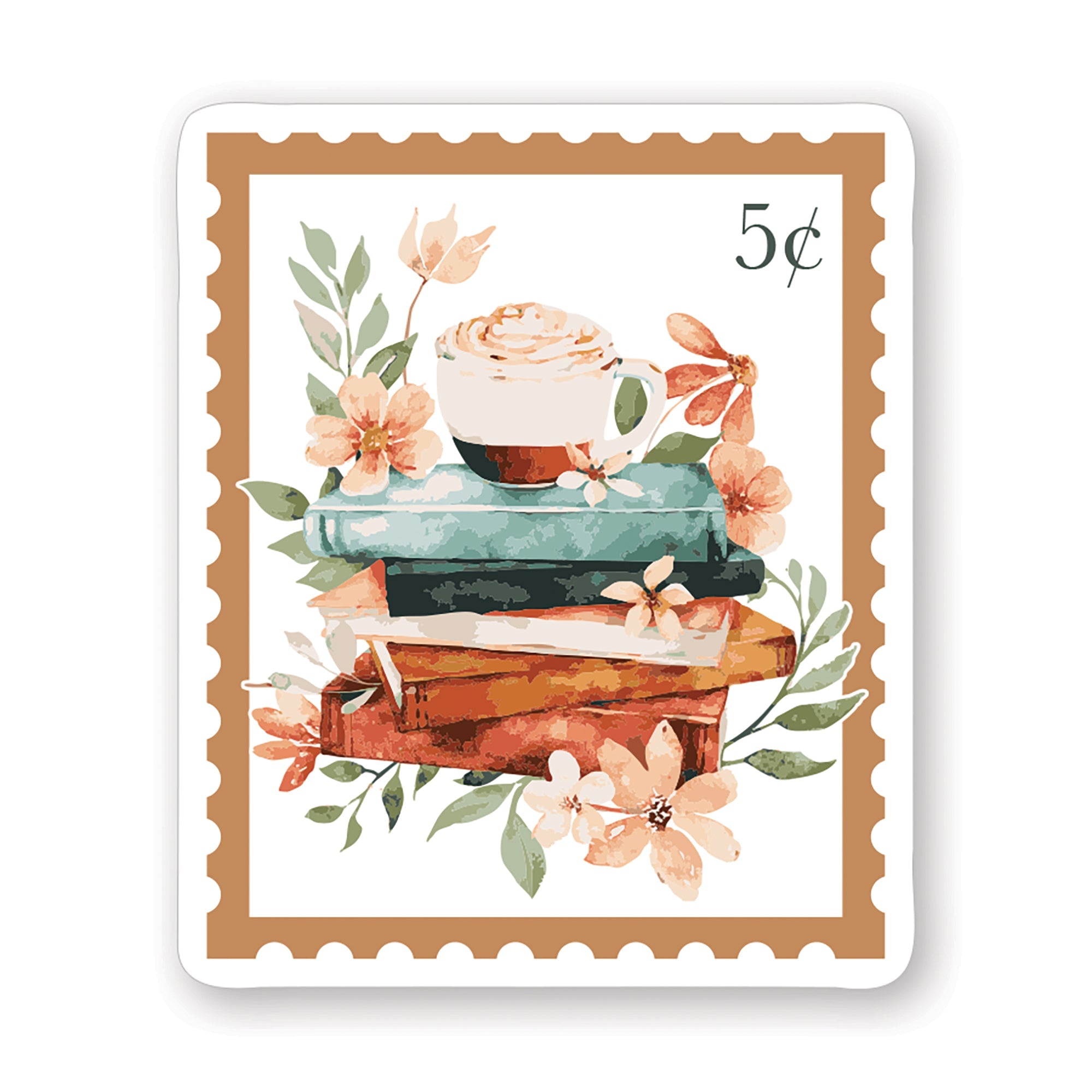 Floral Books Stamp