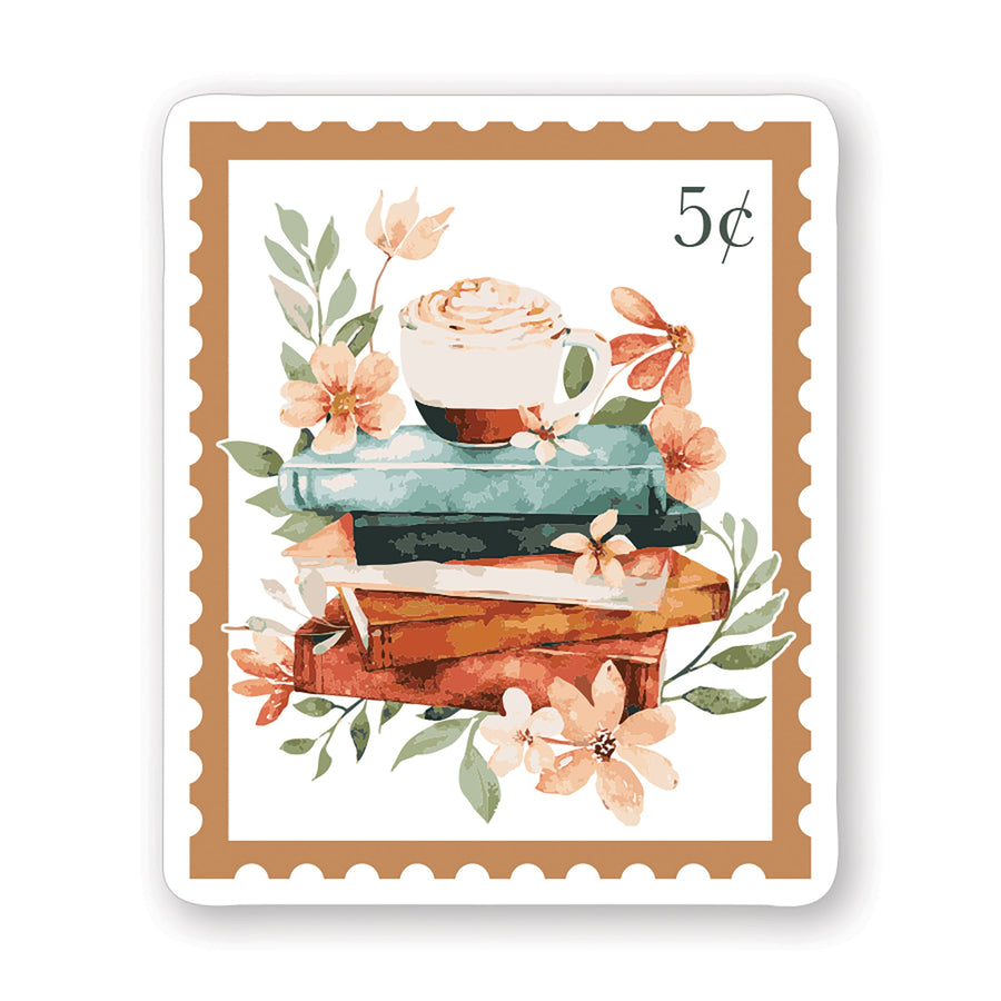 Floral Books Stamp
