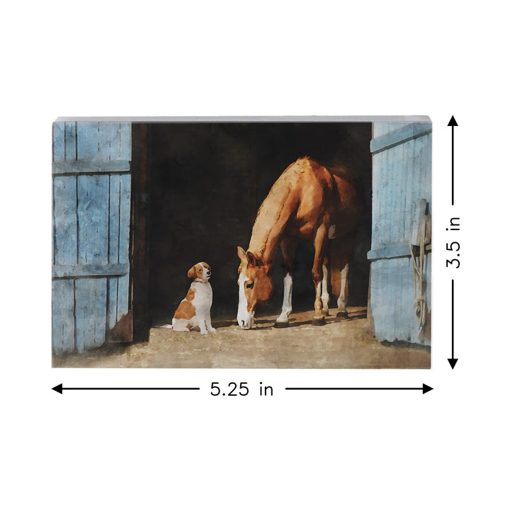 Dog Horse Barn Scene