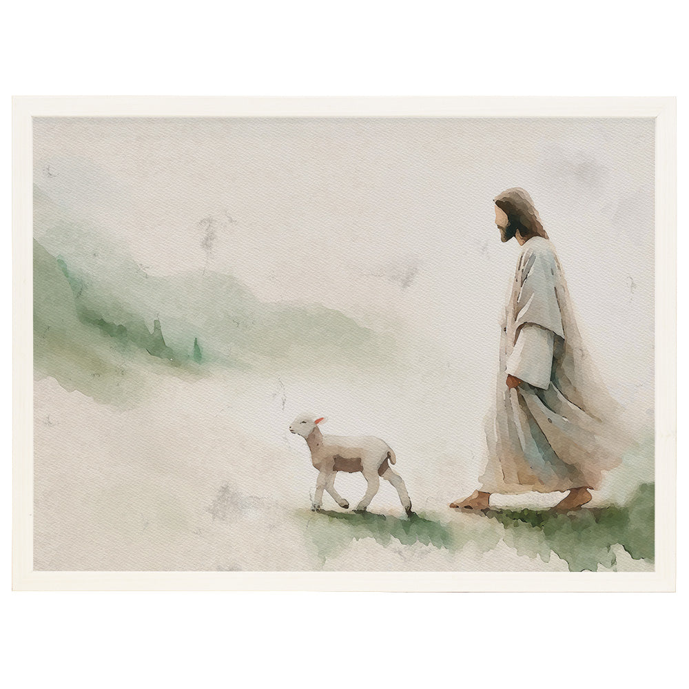 Jesus Walking With Lamb