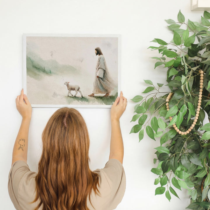 Jesus Walking With Lamb