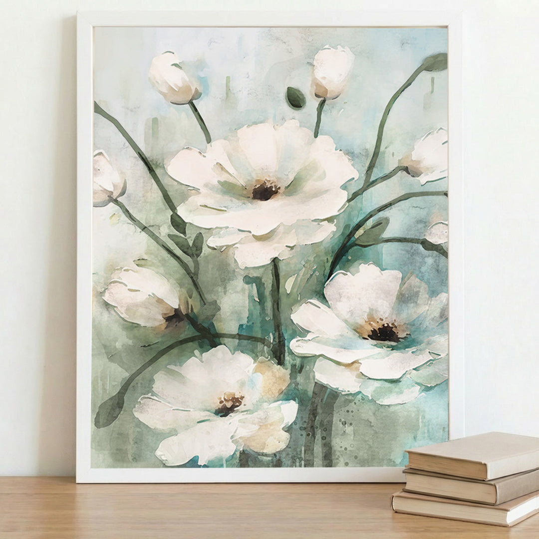 White Flowers Oil Painting