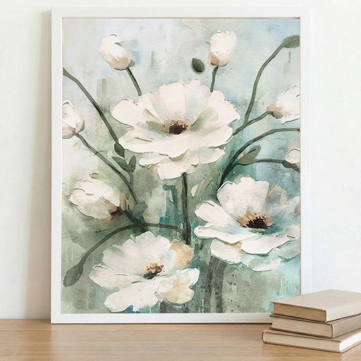 White Flowers Oil Painting