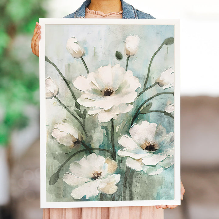 White Flowers Oil Painting