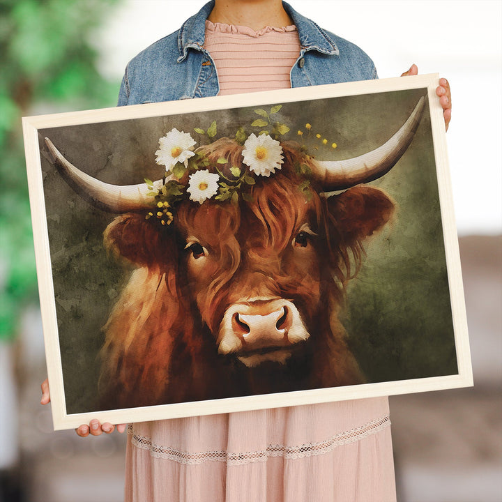 Floral Highland Cow