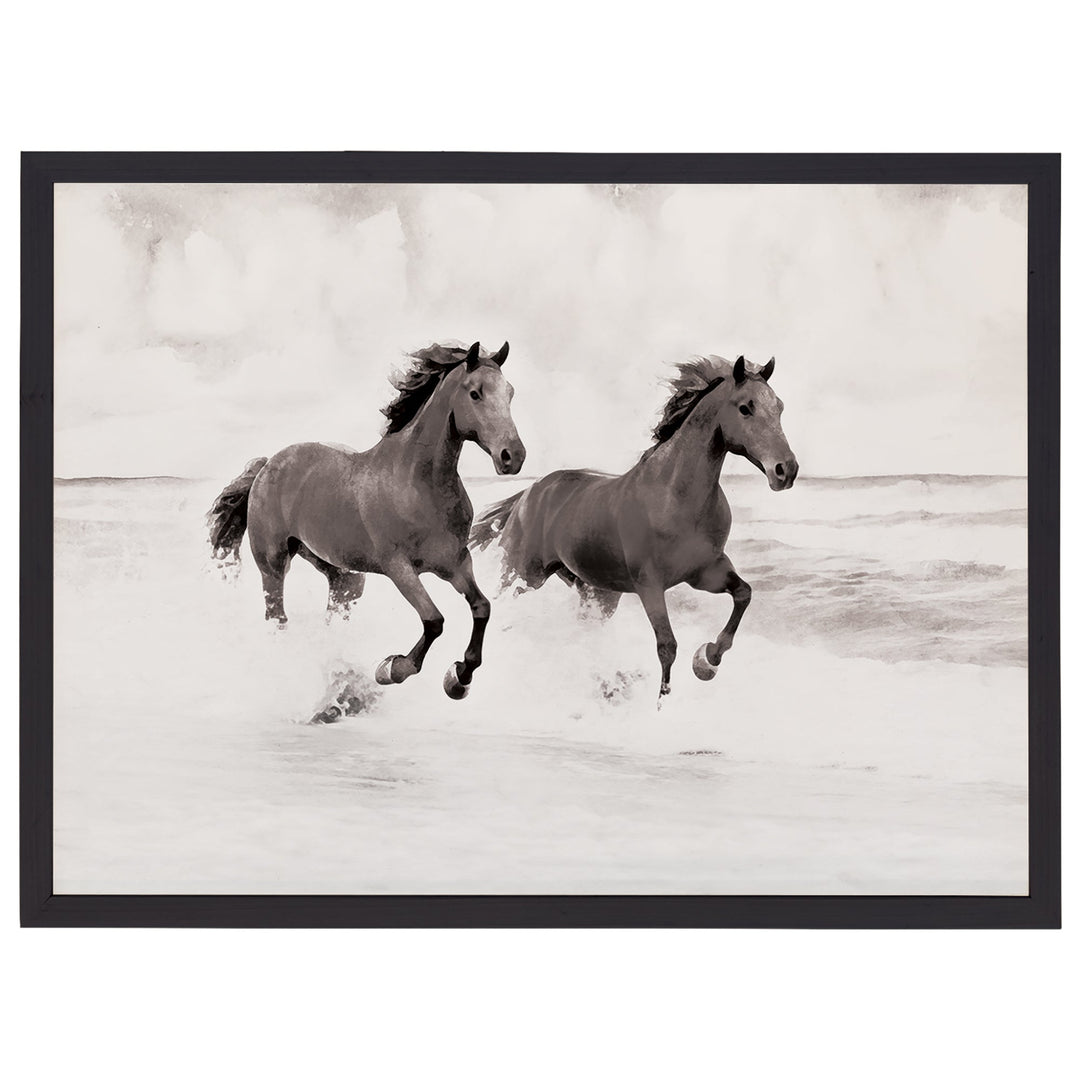 B&W Beach Horses