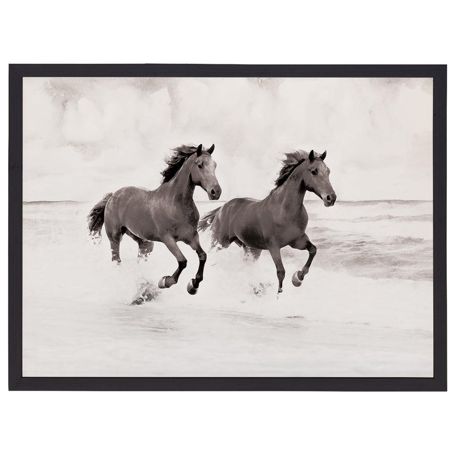 B&W Beach Horses