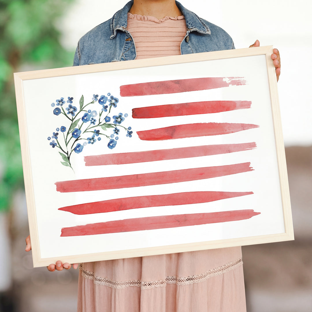 Watercolor Flower Flag
