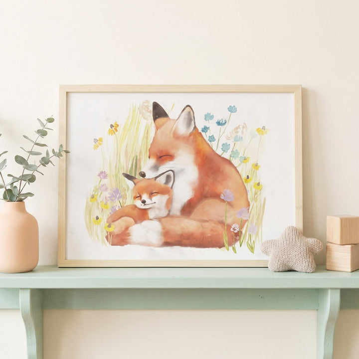 Mama Baby Fox Art