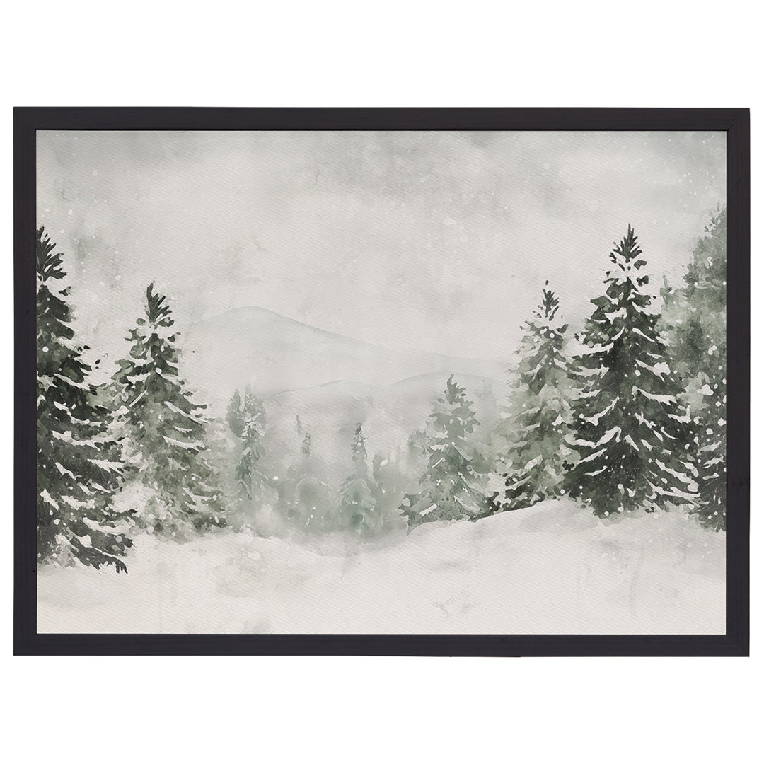 Snowy Pine Mountain Scene
