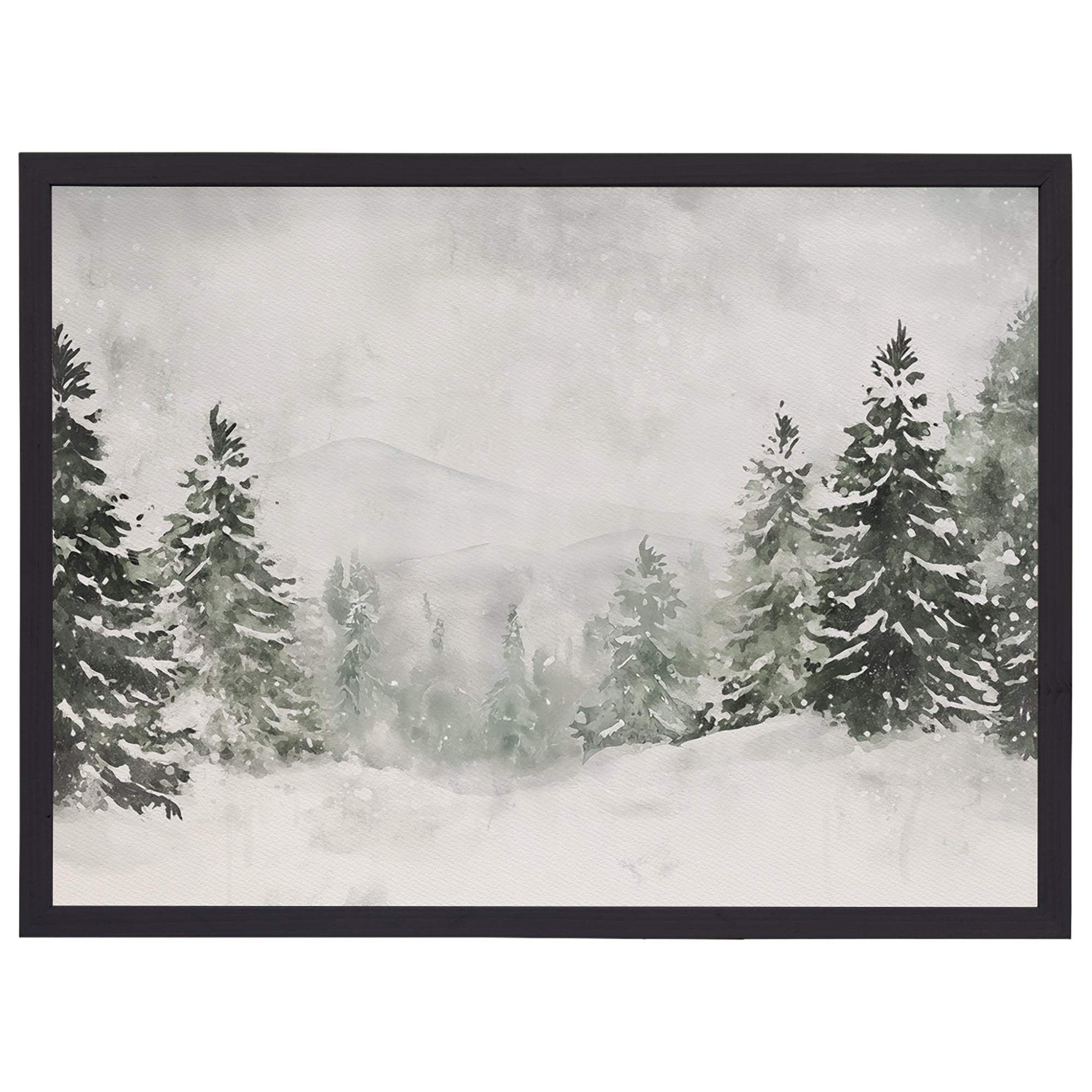 Snowy Pine Mountain Scene