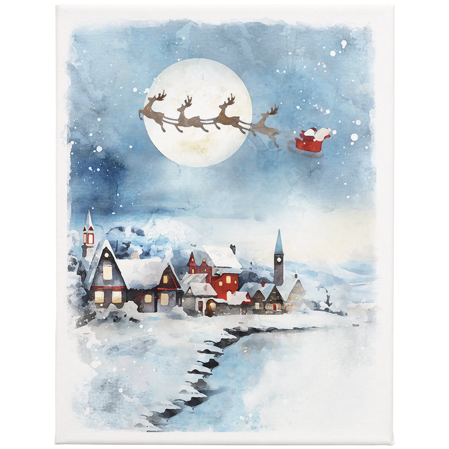 Santa Sleigh Flying 9x12