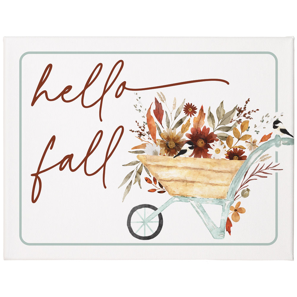 Hello Fall Wheelbarrow 17x13