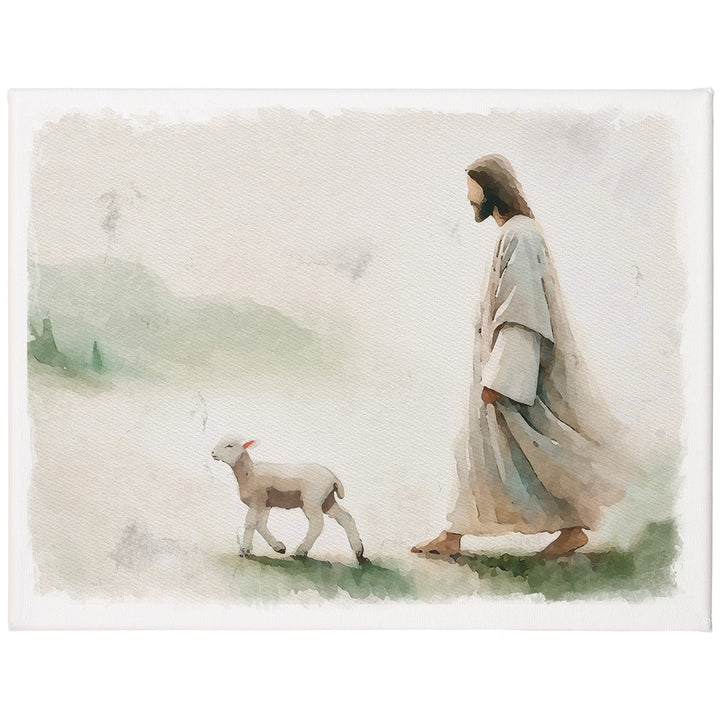 Jesus Walking Lamb 12x9