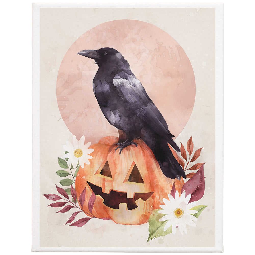 Raven Pumpkin Art 9x12