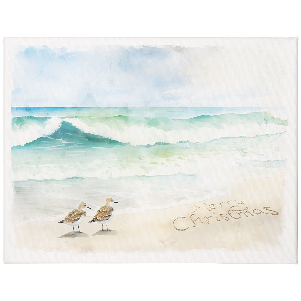 Merry Christmas Sandpipers 12x9