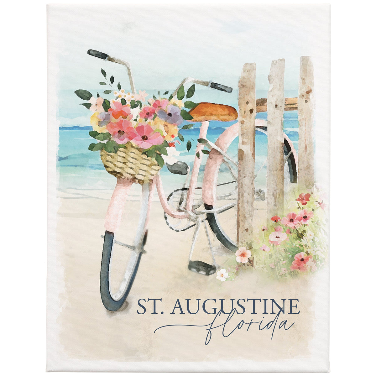 Beach Bike Flowers LOC 9x12