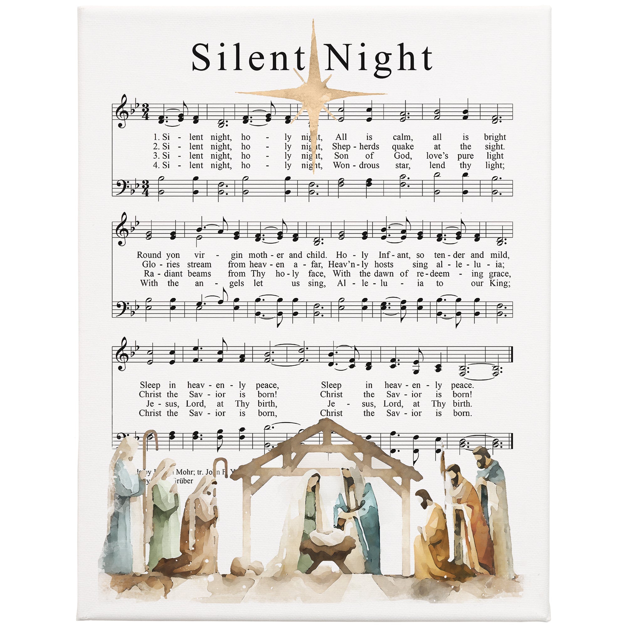 Silent Night Hymn 9x12